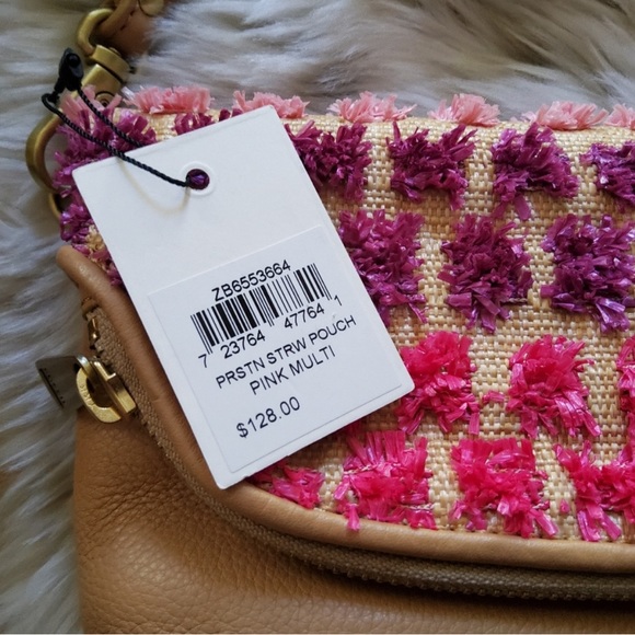 Fossil Preston Straw and leather Clutch Pouch Bag Purse NWT Handbag - Picture 8 of 12